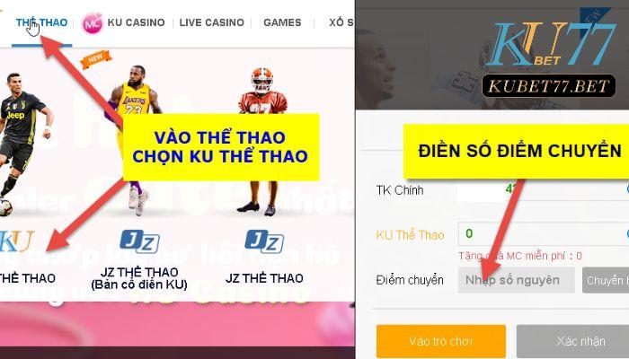 Vào sảnh Ku Thể thao và điền điểm cược